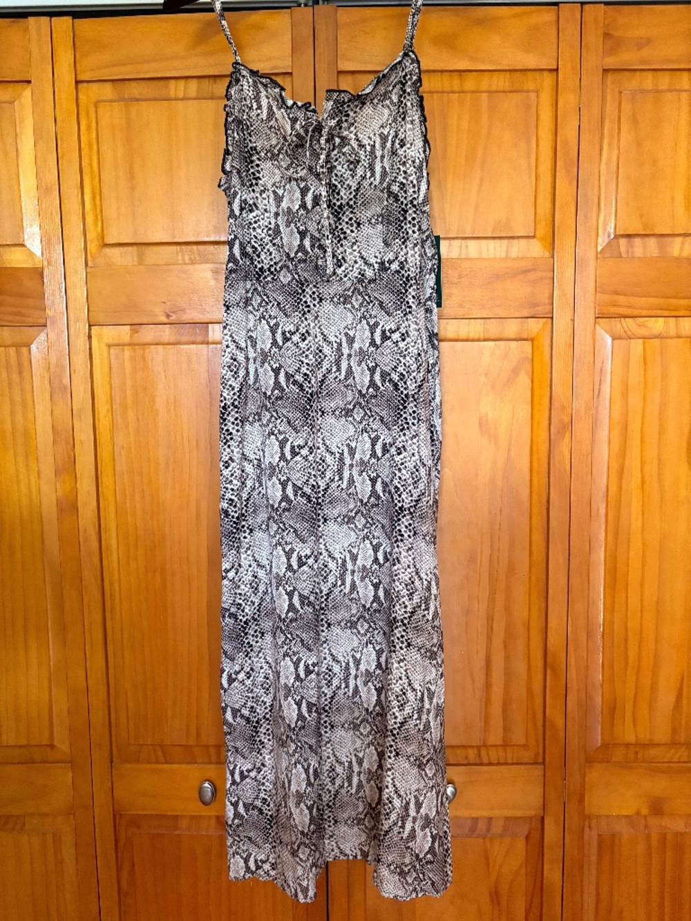 NWT Wild Fable Snakeskin Print Spaghetti Strap Dress Size Medium Brown Tan White